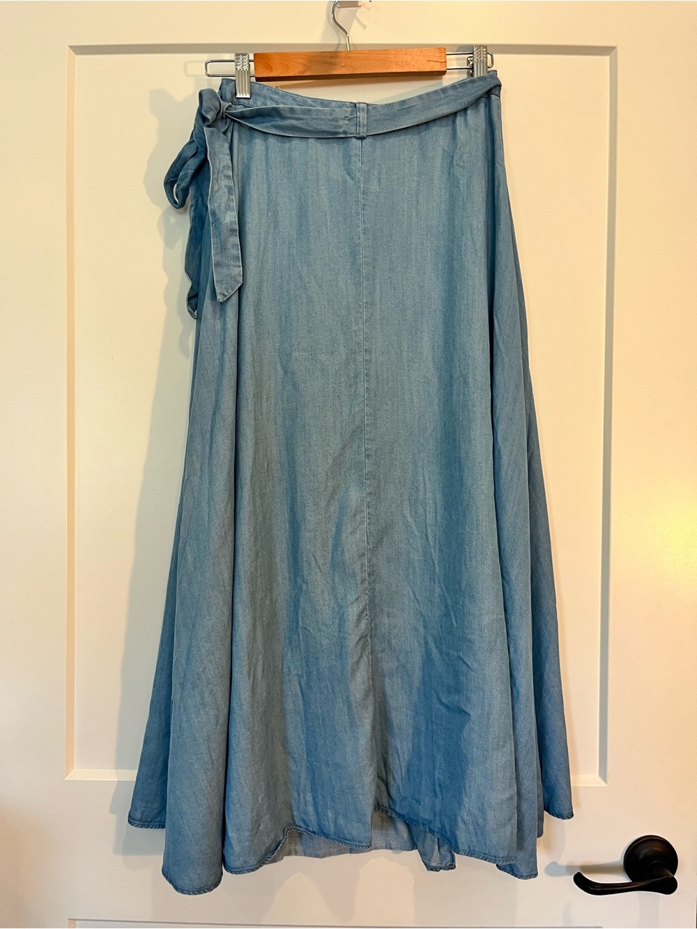 Chaps true wrap chambray maxi skirt cottagecore Beachy preppy modest size M - Picture 3 of 7